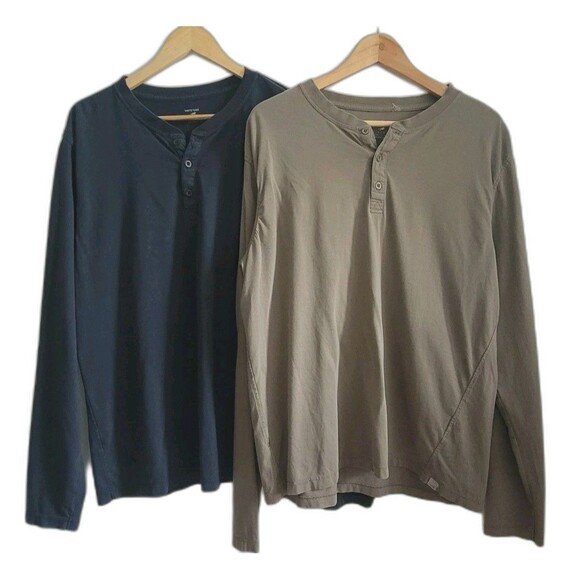 Lot Of 2 Horny Toad Mens Large Henley Long Sleeve T-shirt Organic Cotton - Picture 1 of 13